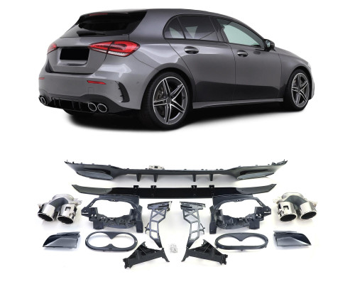 Zadní difuzor Mercedes Benz A V177 hatchback - dvojitý výfuk (chrom koncovky)