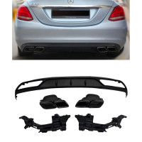 Zadní difuzor Mercedes Benz C (W205/S205) standard - černé koncovky (63AMG)