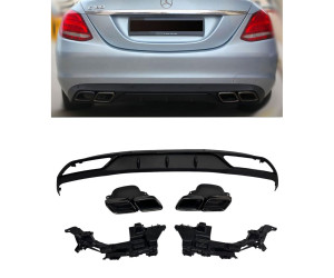 Zadní difuzor Mercedes Benz C (W205/S205) standard - černé koncovky (63AMG)