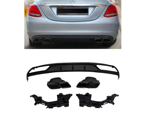Zadní difuzor Mercedes Benz C (W205/S205) standard - černé koncovky (63AMG)