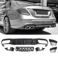 Zadní difuzor Mercedes Benz E W213 (2016-2020) AMG line - černé hranaté koncovky