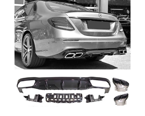 Zadní difuzor Mercedes Benz E W213 (2016-2020) AMG line - černé hranaté koncovky
