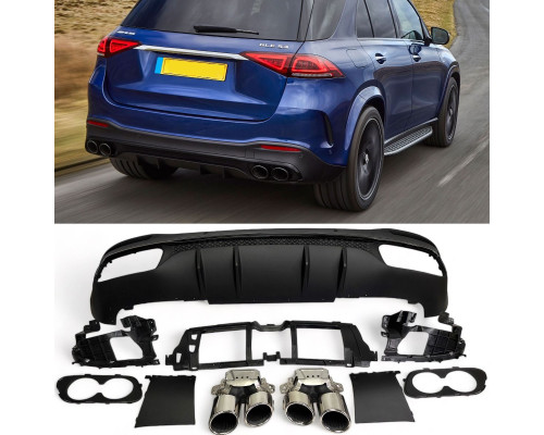 Zadní difuzor Mercedes Benz GLE SUV W167 - kulaté koncovky (chrom)