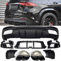 Zadní difuzor Mercedes Benz GLE SUV W167 - hranate koncovky (černe)