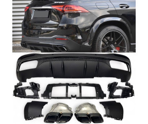 Zadní difuzor Mercedes Benz GLE SUV W167 - hranate koncovky (černe)