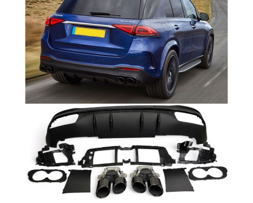 Zadní difuzor Mercedes Benz GLE SUV W167 - kulaté koncovky (černé)