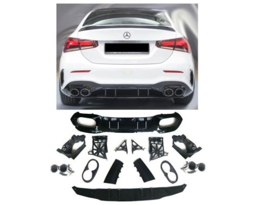 Zadní difuzor Mercedes Benz A V177 sedan - dvojitý výfuk (chrom koncovky)