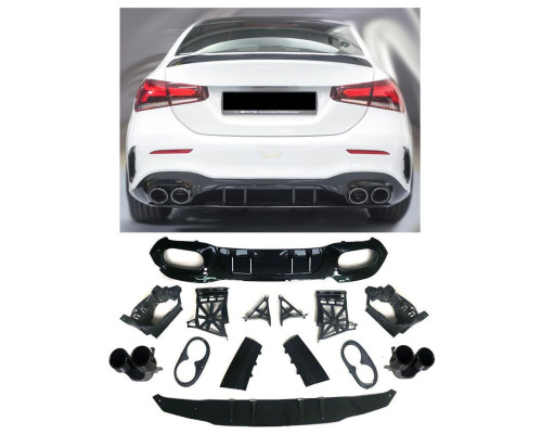 Zadní difuzor Mercedes Benz A V177 sedan - dvojitý výfuk (černé koncovky)