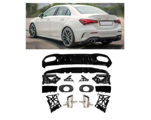 Zadní difuzor Mercedes Benz A V177 sedan - single výfuk (chrom koncovky)