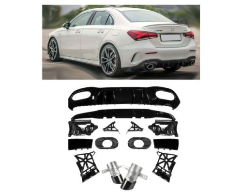 Zadní difuzor Mercedes Benz A V177 sedan - single výfuk (černé koncovky)