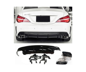 Zadní difuzor Mercedes Benz CLA C117 (2013-2019) AMG line - černé hranaté koncovky