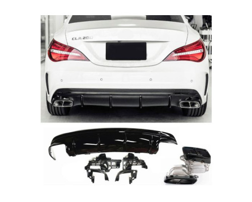 Zadní difuzor Mercedes Benz CLA C117 (2013-2019) AMG line - chrom hranaté koncovky