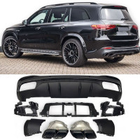 Zadní difuzor Mercedes Benz GLS X167 - hranate koncovky (černe)