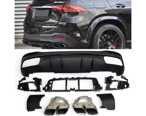 Zadní difuzor Mercedes Benz GLE SUV W167 - hranate koncovky (chrom)