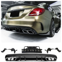 Zadní difuzor Mercedes Benz C (W205/S205) AMG line - chrom koncovky (vzhled C63 AMG)