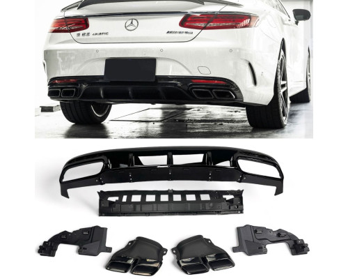 Zadní difuzor Mercedes Benz S (W217/C217/A217) AMG line - černé koncovky