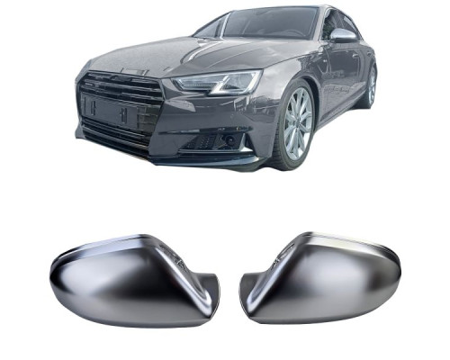 Plastové kryty zpětných zrcátek Audi A6 C7 (2011-2018) – stříbrné matné (s asistentem)