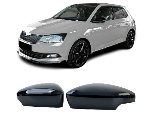 Plastové kryty zpětných zrcátek Škoda Fabia 3 (2014-2022) - černé lesklé