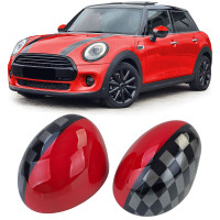 Kryty zrcátek Mini One/Cooper F54/F55/F56/F57 (2013-2018) - červeno-černé