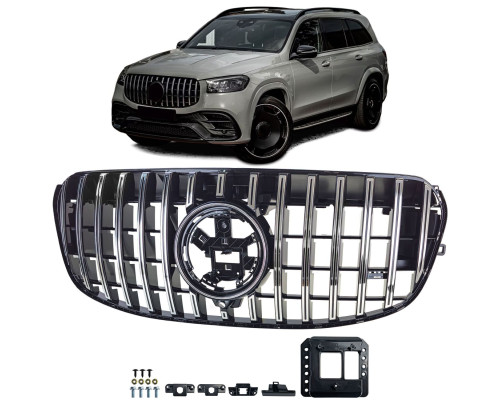 Maska Mercedes Benz GLS X167 (2023+) – GT Panamericana, černá s chromem (facelift)