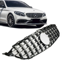 Maska Mercedes Benz C W205 (2014-2018) – GT vzhled, černá s chromem bez kamery