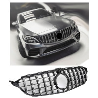 Maska Mercedes Benz C W205 (2018-2021) – GT vzhled, černá s chromem (s kamerou)