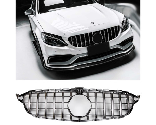 Maska Mercedes Benz C W205 (2014-2018) – GT vzhled, černá s chromem s kamerou