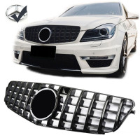Maska Mercedes Benz C (W204) Panamericana GT vzhled – černá lesklá (znak)