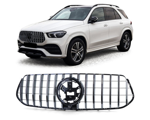 Maska Mercedes Benz GLE / GLE coupe (2019-2023) GT vzhled – černá s chromem (AMG line)