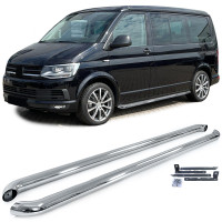 Boční nášlapy Volkswagen Transporter T5/T6/T6.1 krátké - stříbrné