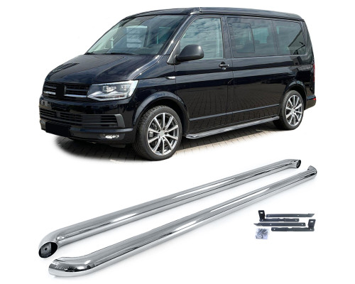 Boční nášlapy Volkswagen Transporter T5/T6/T6.1 krátké - stříbrné