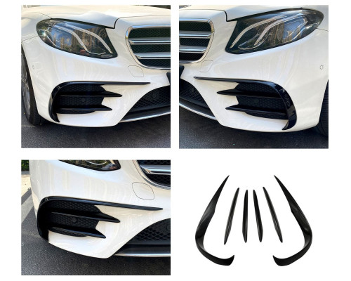 Spoilery do předního nárazníku Mercedes Benz E (W213) černé lesklé (6 ks)