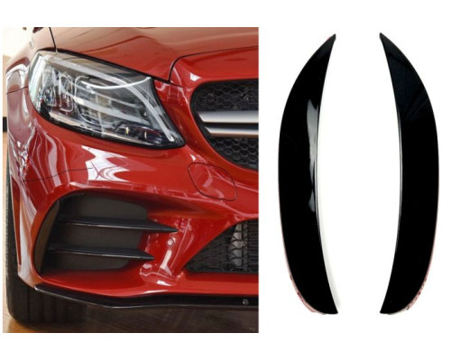 Spoilery do předního nárazníku Mercedes Benz C W205/S205 (2018-2021) - pod světla černé